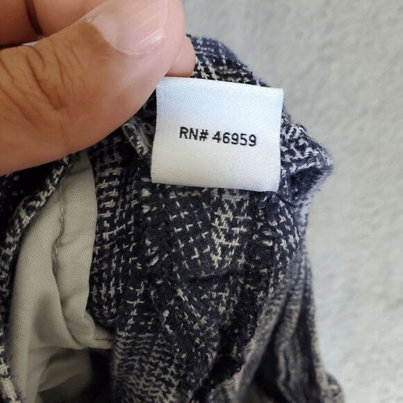 NSF Women's Cotton Plaid Blue White stripes High Waist Crop Pants 27 - Picture 4 of 5